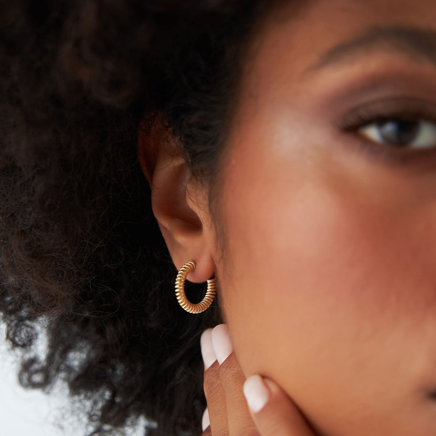 14k Unique Spiral C-Hoop Earring - Geum Jewels