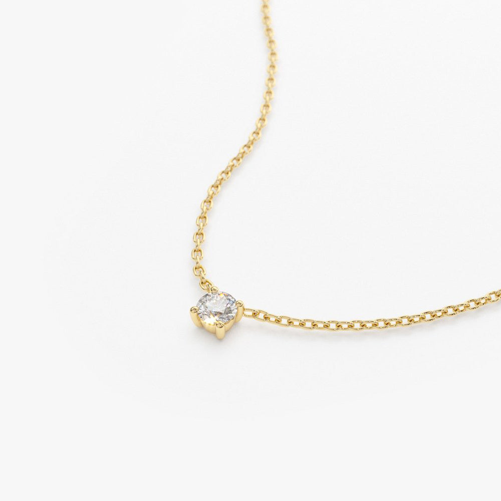 14K 0.20-0.50 ctw Prong Setting Diamond Solitaire Necklace