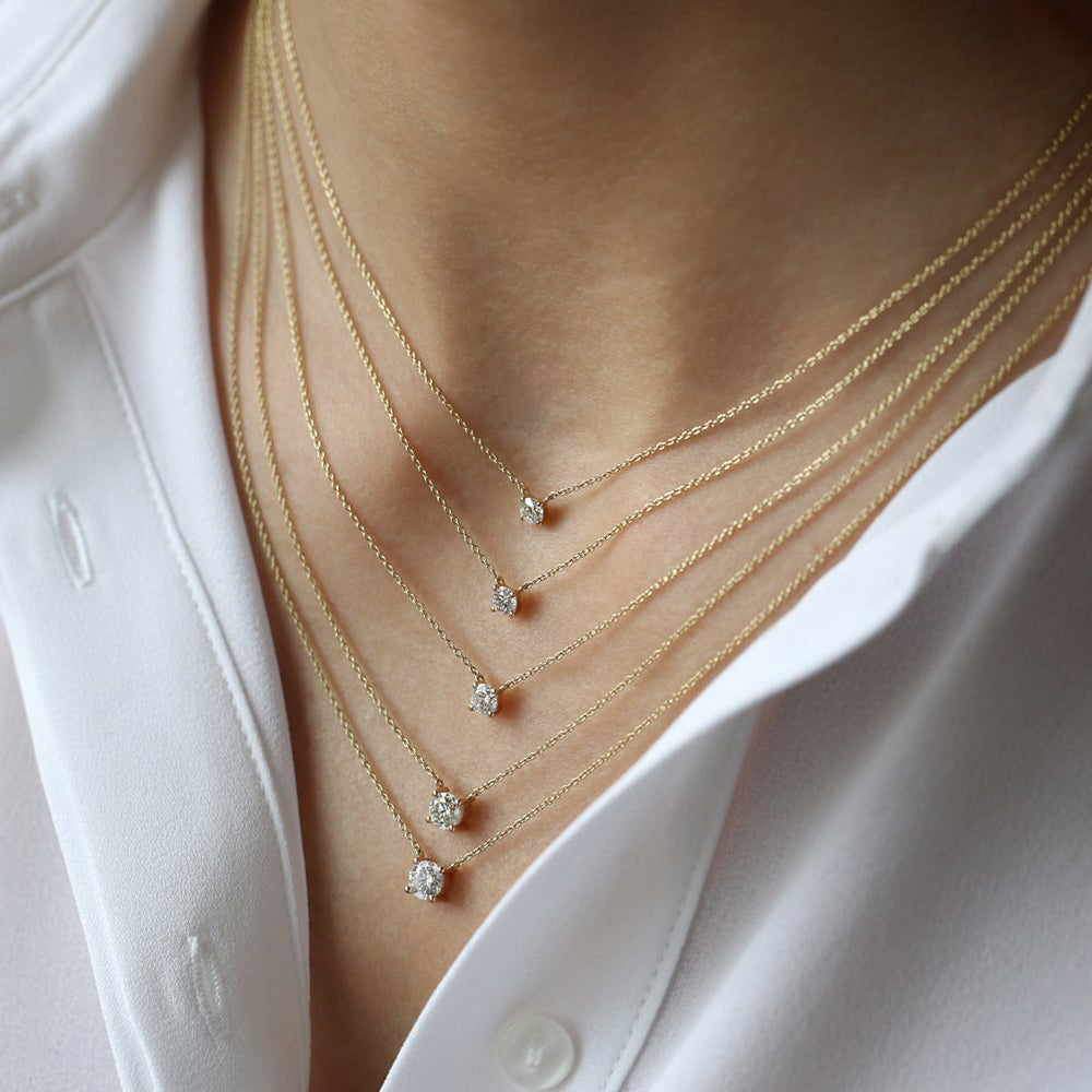 14K 0.20-0.50 ctw Prong Setting Diamond Solitaire Necklace