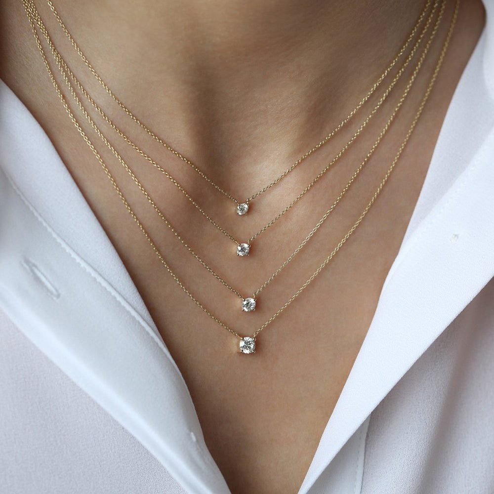 14K 0.20-0.50 ctw Prong Setting Diamond Solitaire Necklace
