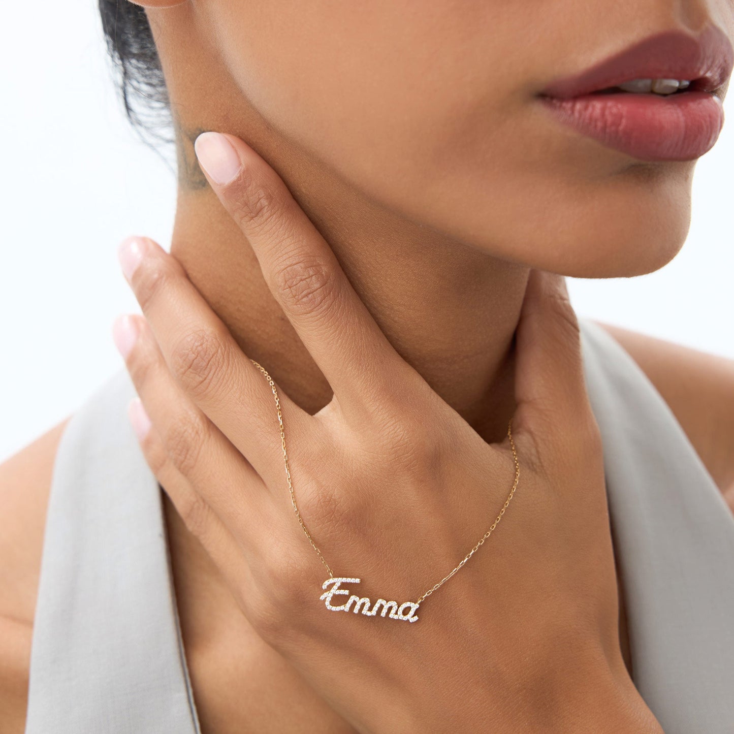 14k Personalized Diamond Name Necklace