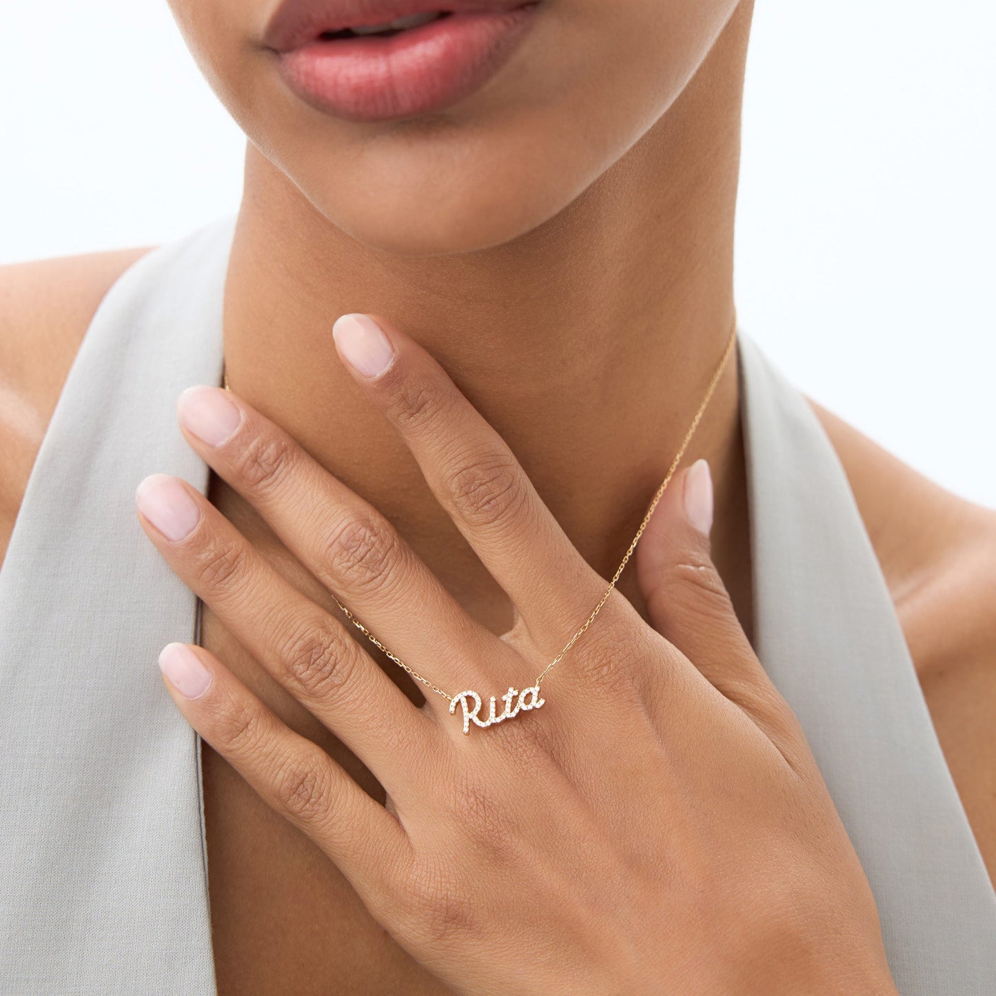 14k Personalized Diamond Name Necklace