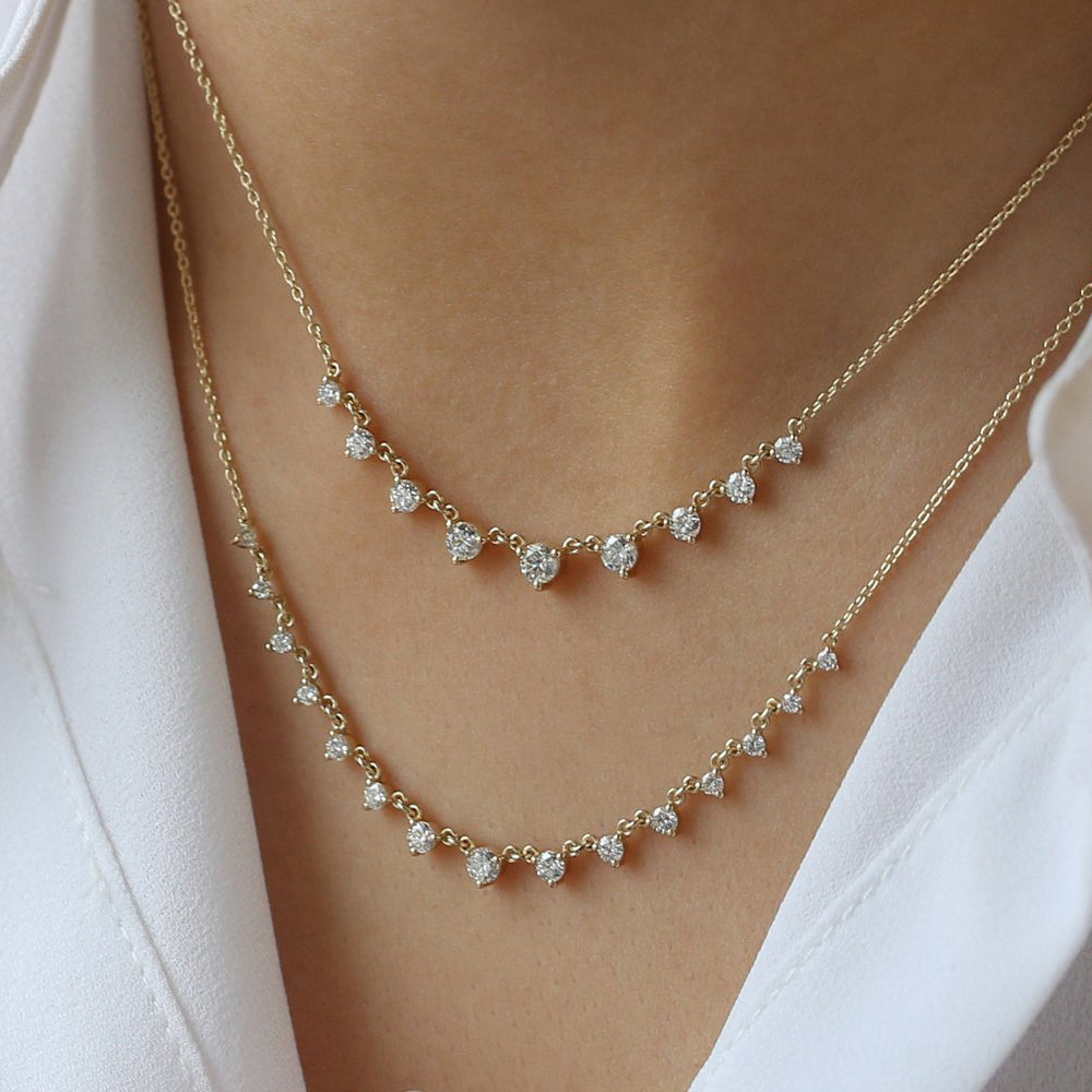14k 0.85 ctw Solitaire Diamond Graduating Necklace