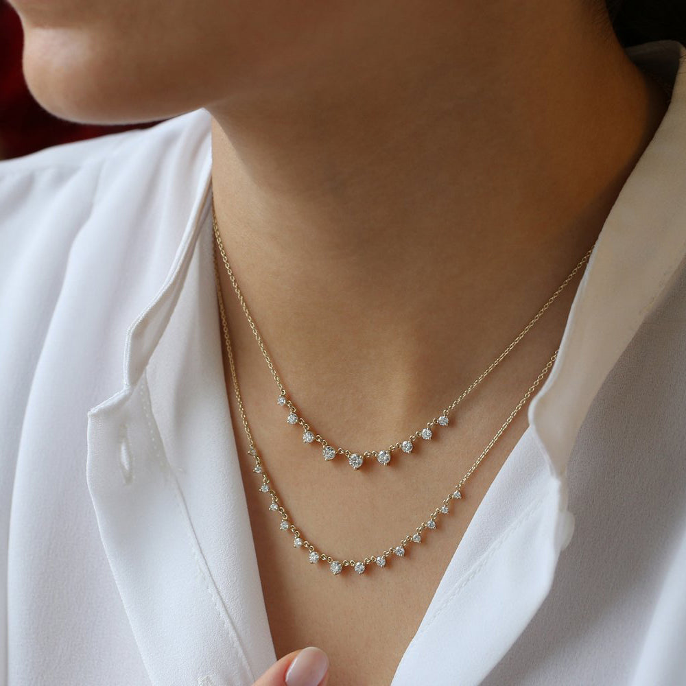 14k 0.85 ctw Solitaire Diamond Graduating Necklace