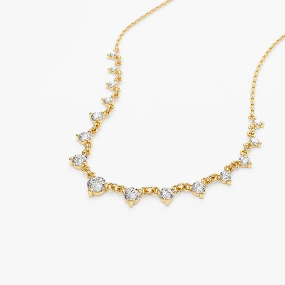 14k 0.85 ctw Solitaire Diamond Graduating Necklace