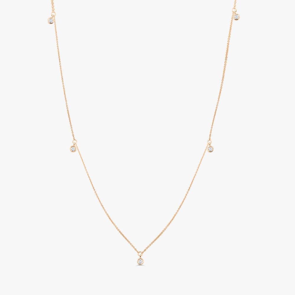14k 5 Diamond Dangle Necklace