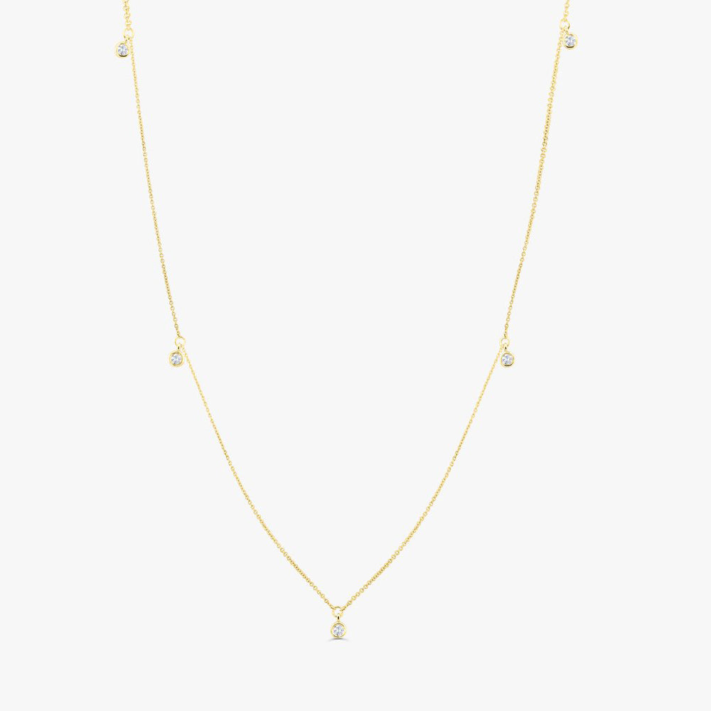 14k 5 Diamond Dangle Necklace