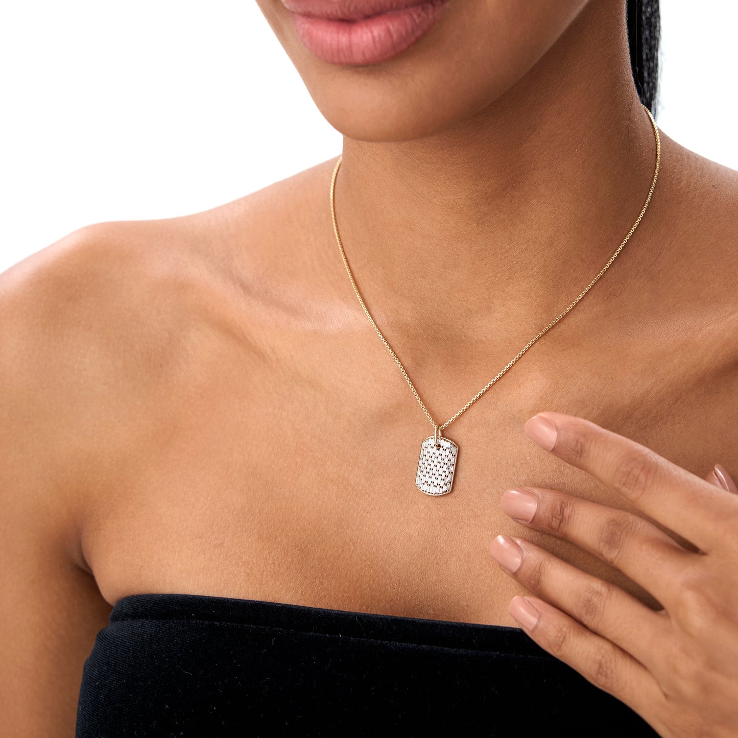 14K Baguette Diamond Dog Tag Pendant
