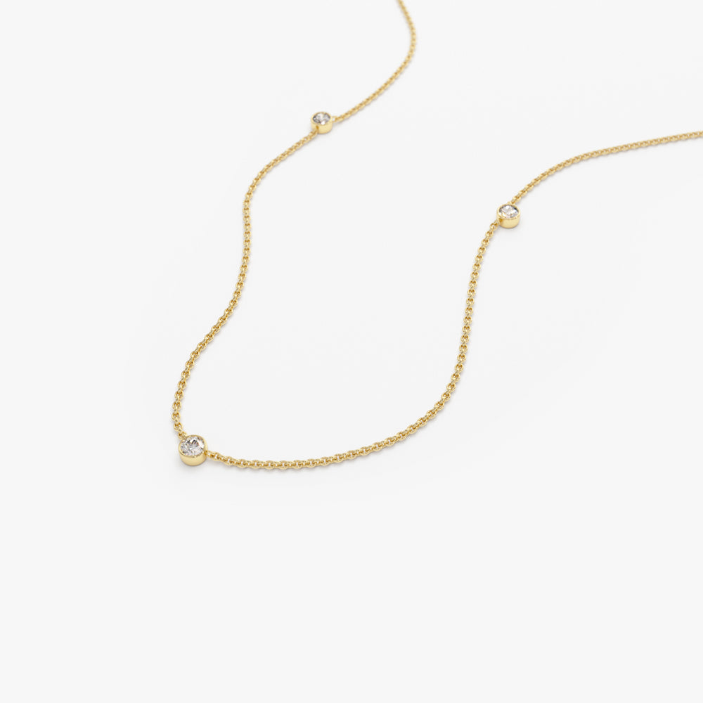 14k Bezel Setting Diamond by the Yard Necklace