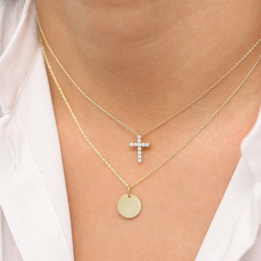 14k Diamond Cross Necklace