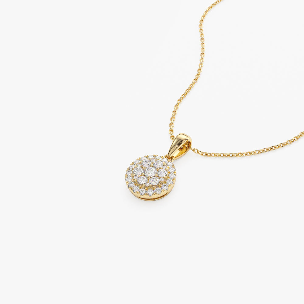 14k Diamond Round Illusion Cluster Necklace