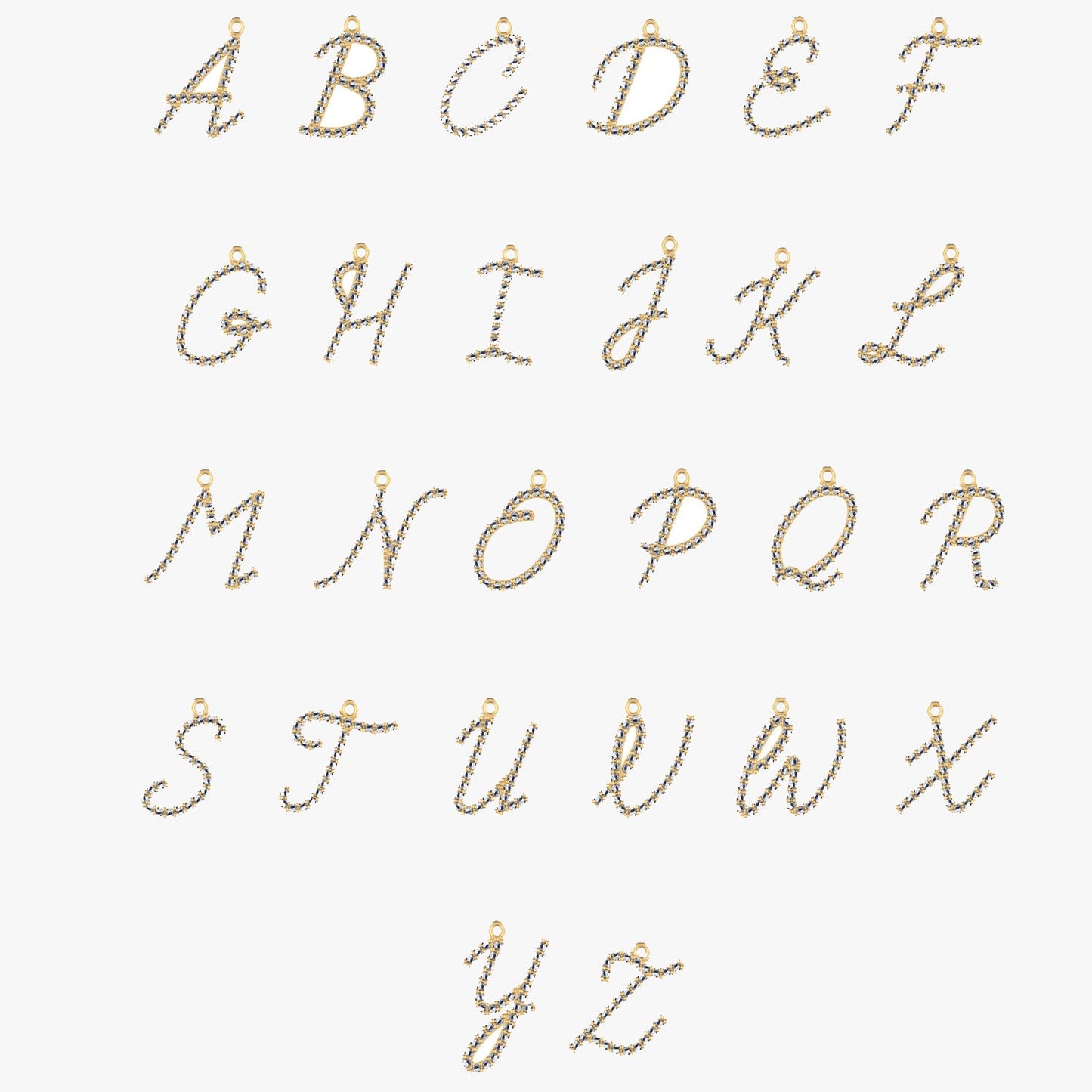 14k Diamond Script Initial Necklace