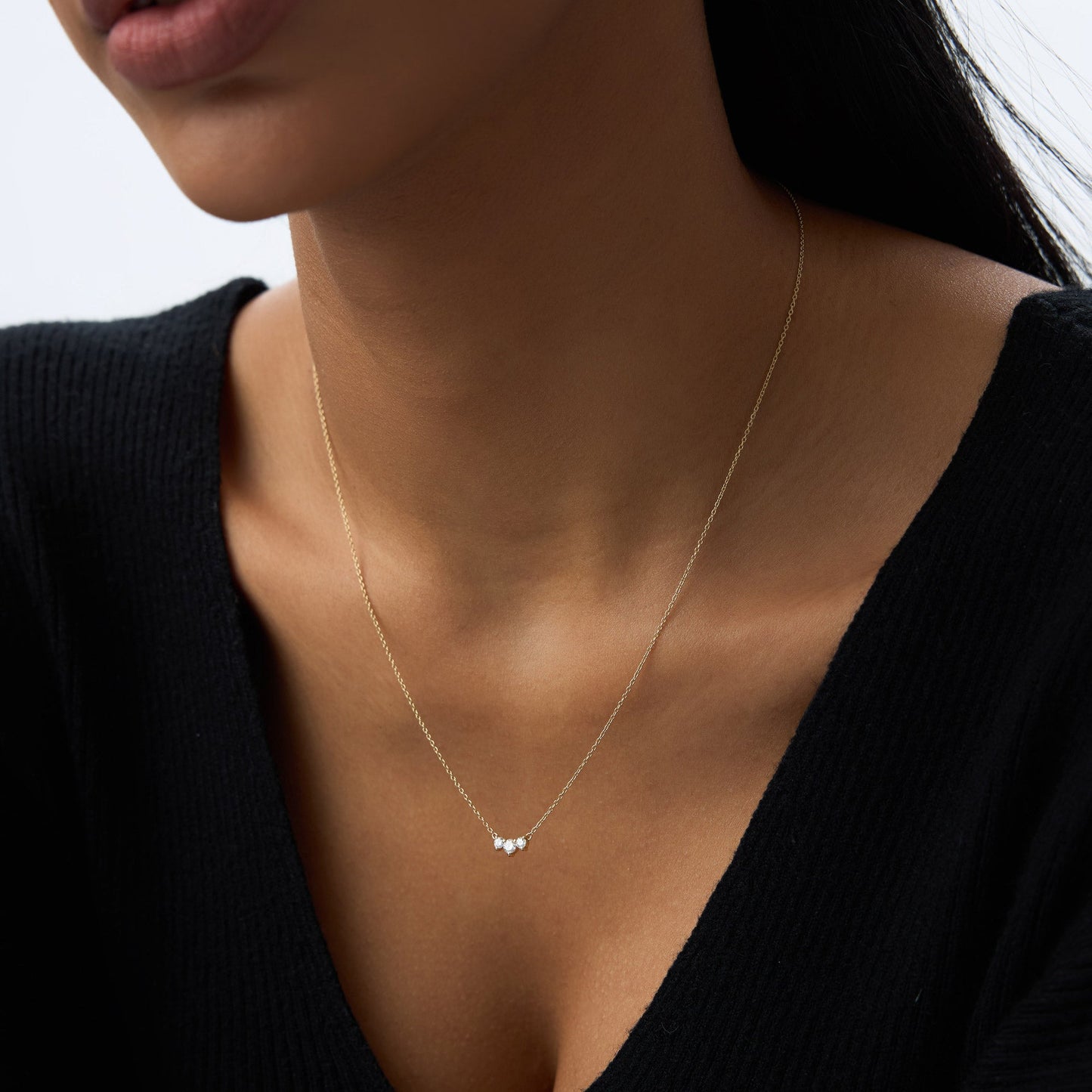 14K Gold Classic Trio Diamond Necklace