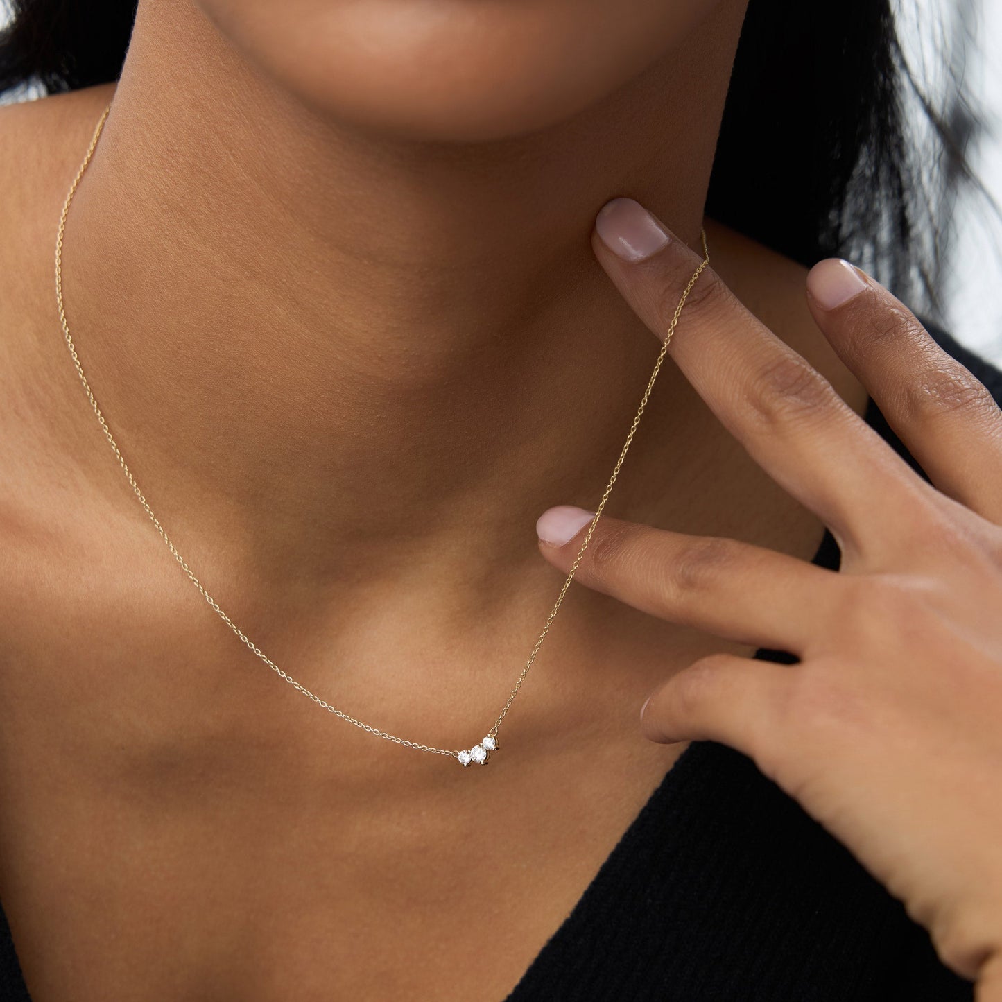 14K Gold Classic Trio Diamond Necklace