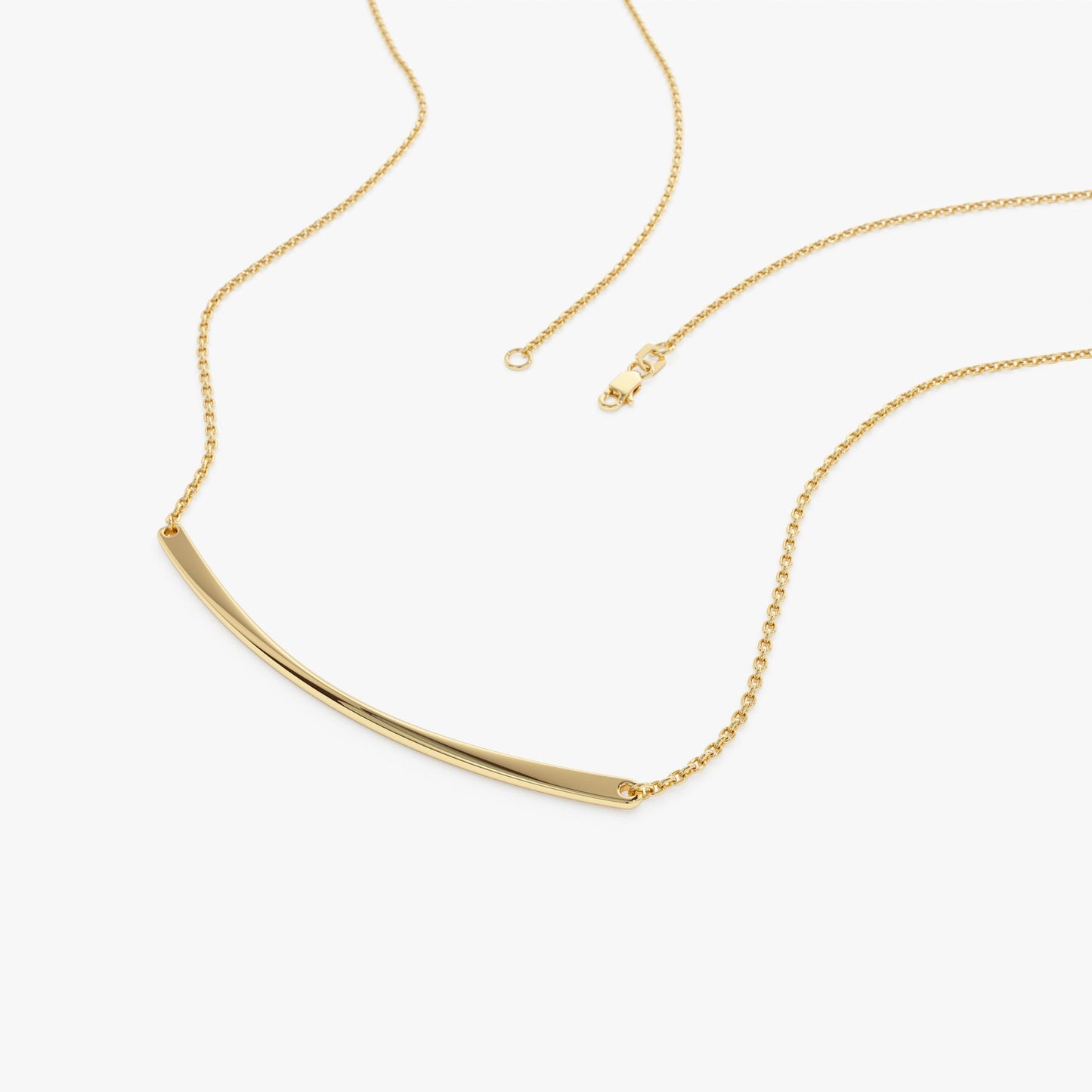 14k Gold Curved Bar Necklace