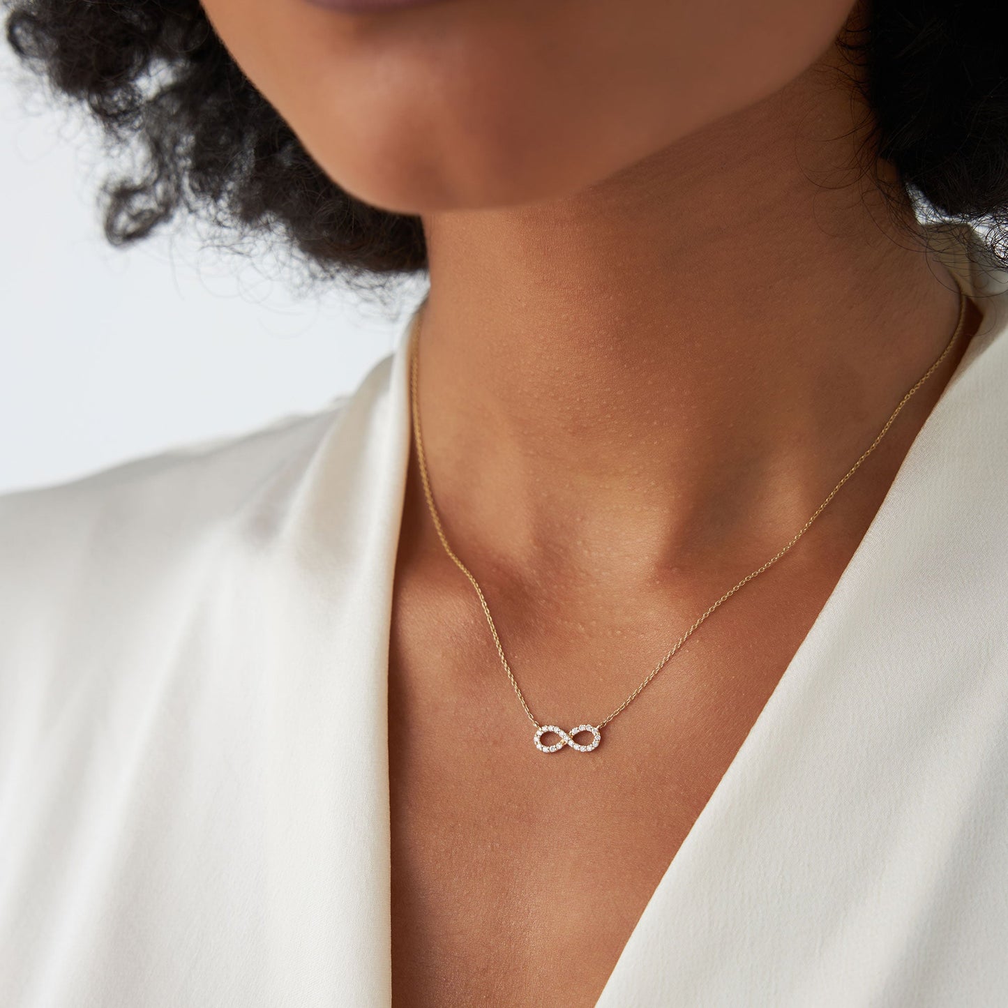 14K Gold Diamond Infinity Necklace