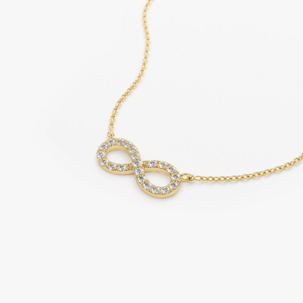 14K Gold Diamond Infinity Necklace