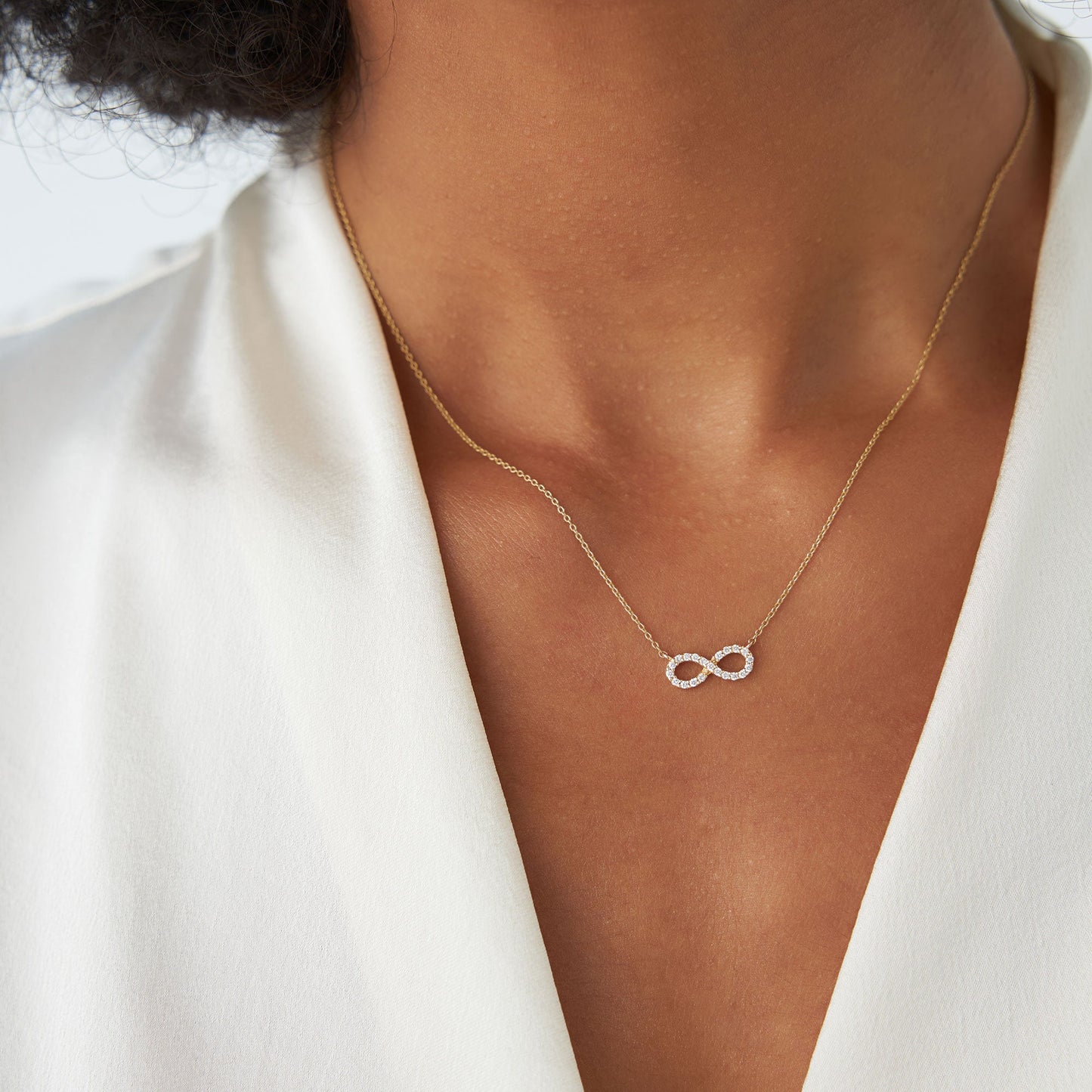 14K Gold Diamond Infinity Necklace