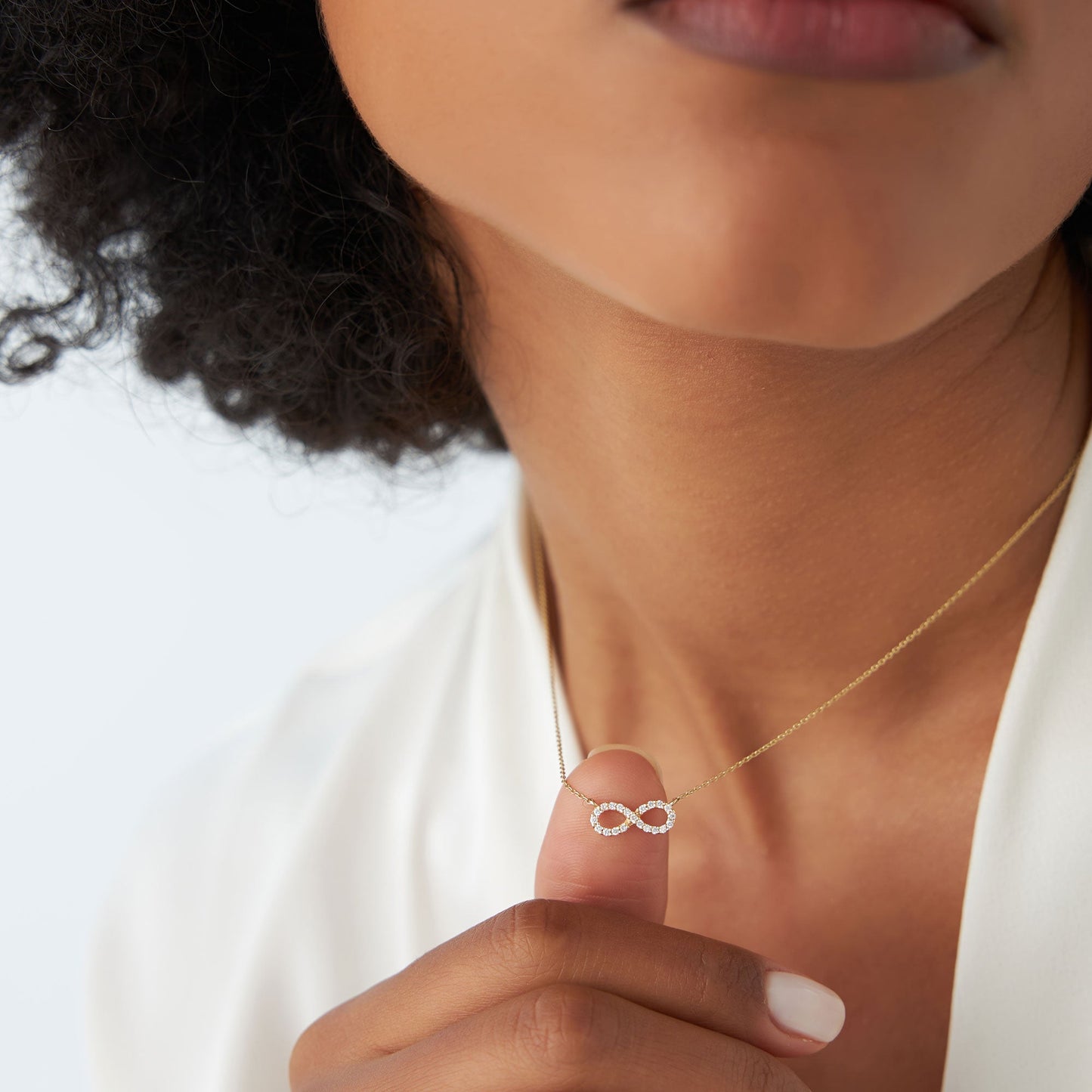 14K Gold Diamond Infinity Necklace