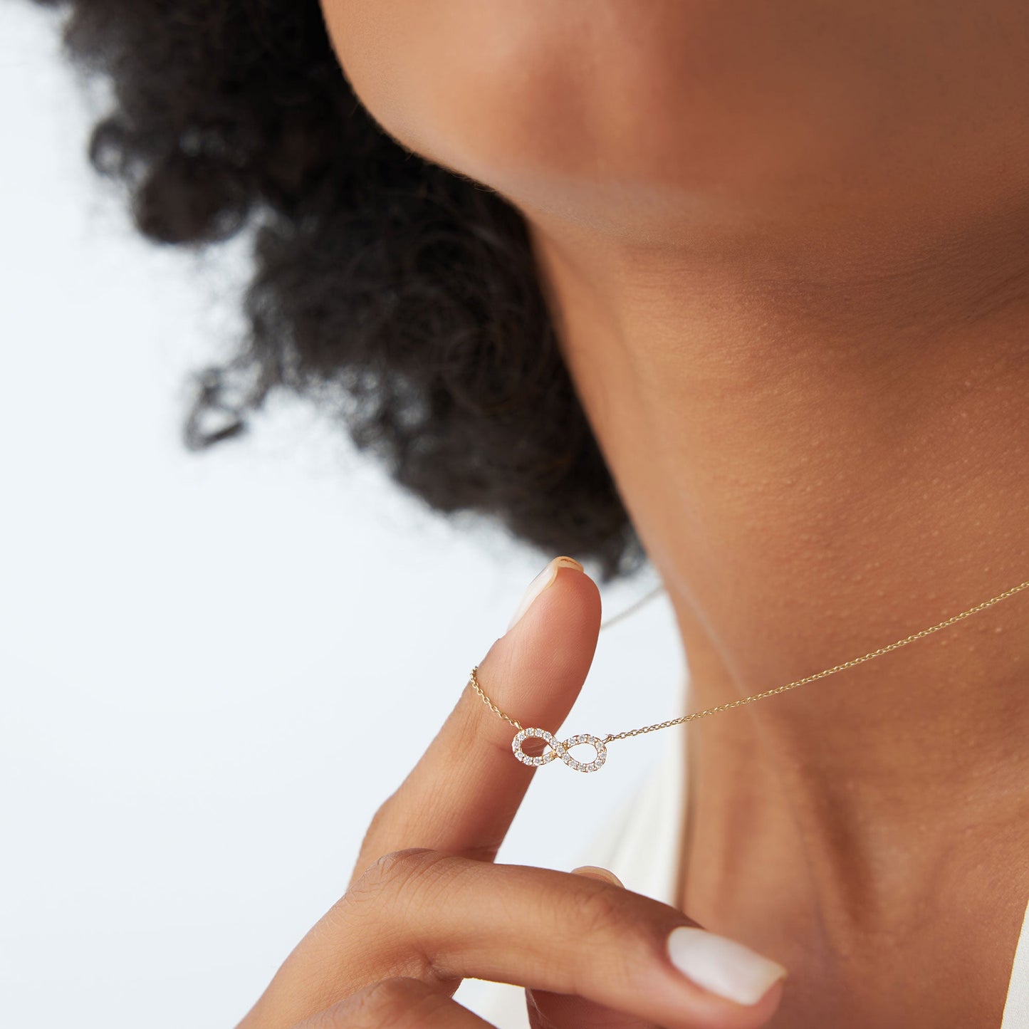 14K Gold Diamond Infinity Necklace