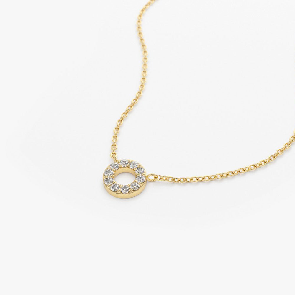14K Gold Mini Diamond Circle Necklace