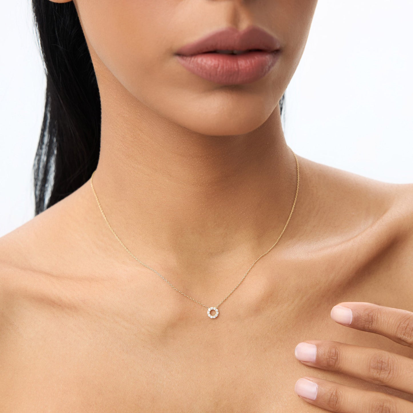 14K Gold Mini Diamond Circle Necklace