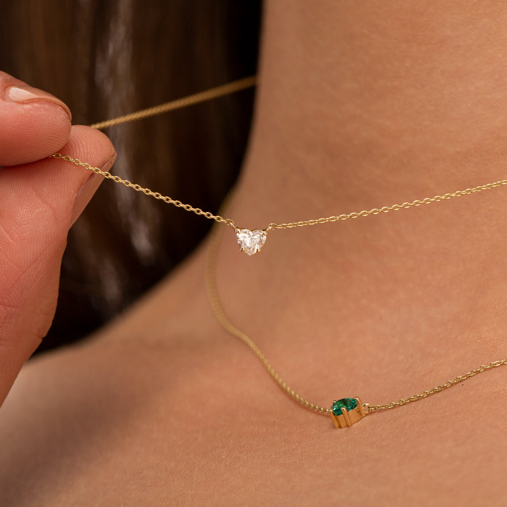 14k Heart-Shape Diamond Necklace