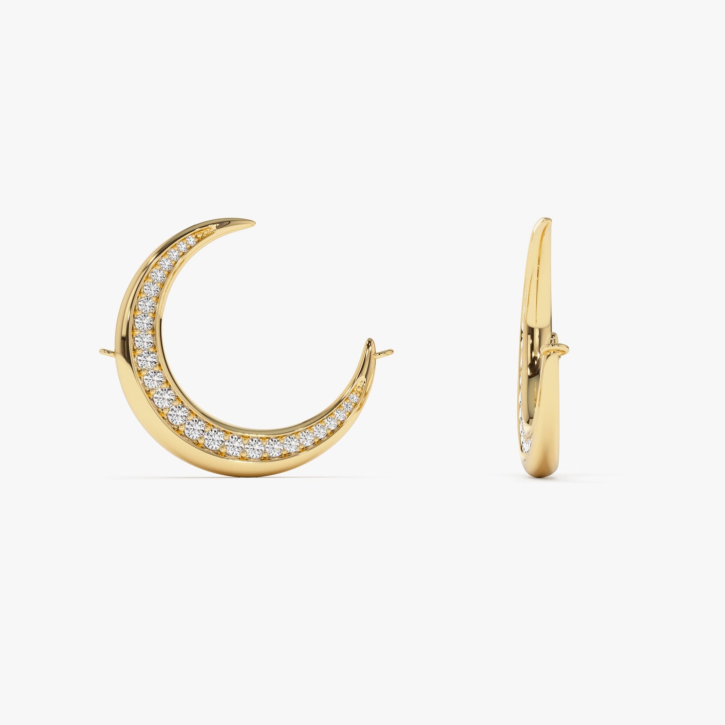 14k Large Diamond Crescent Moon Necklace