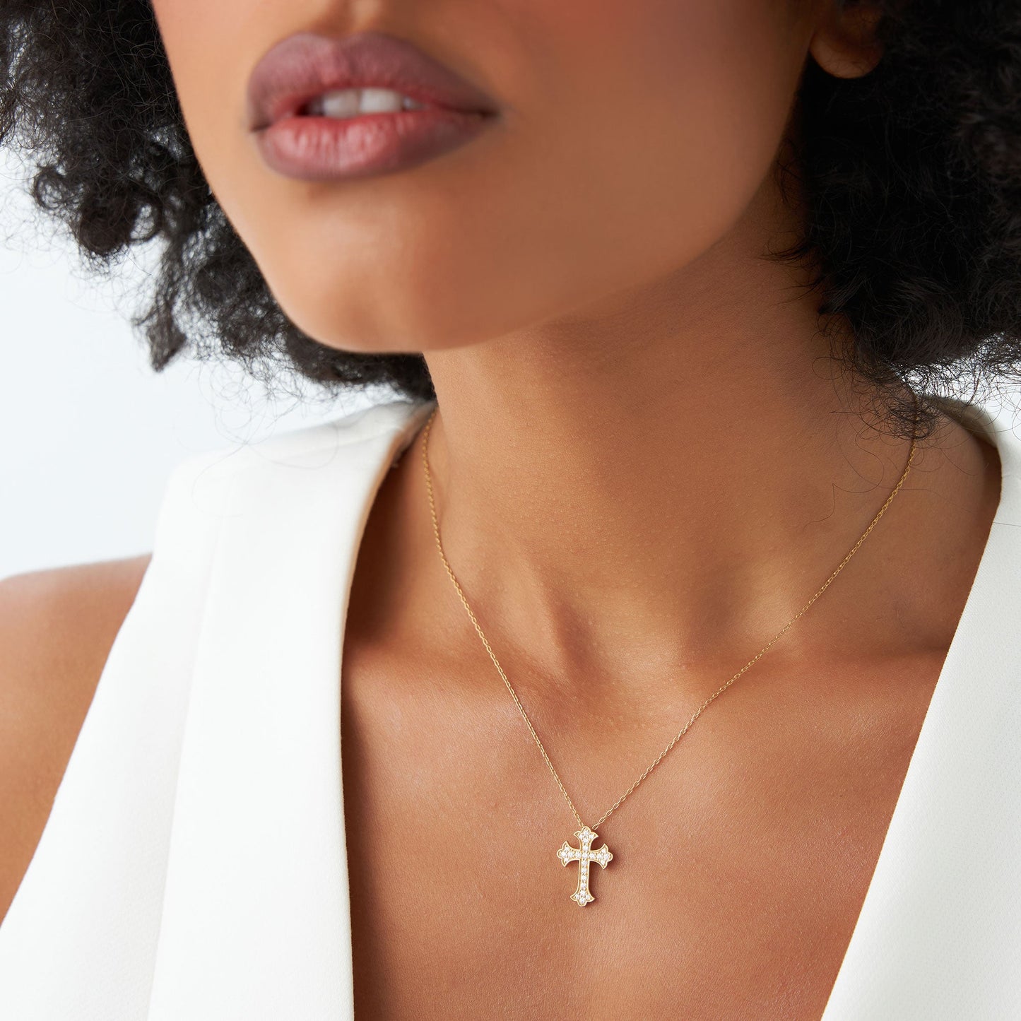 14k Pave Setting Gothic Diamond Cross