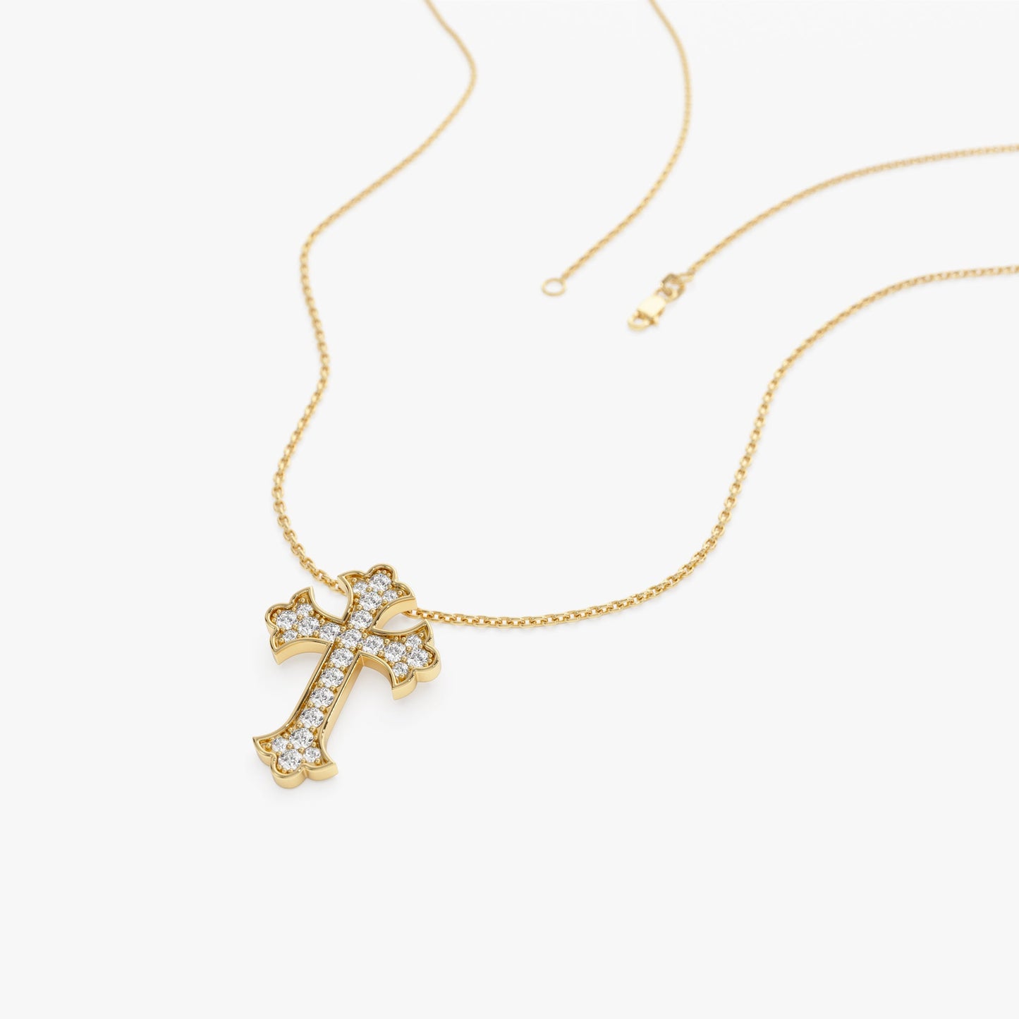 14k Pave Setting Gothic Diamond Cross