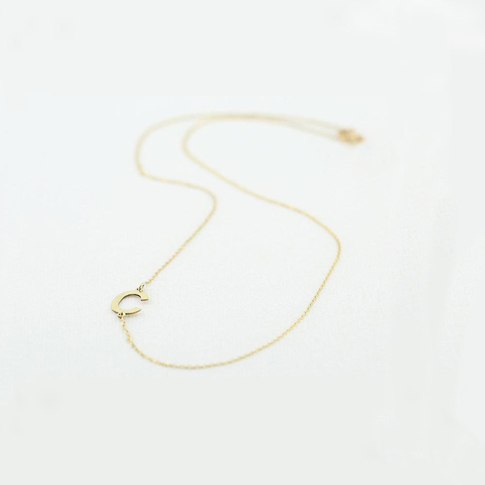 14k Sideways Initial Necklace