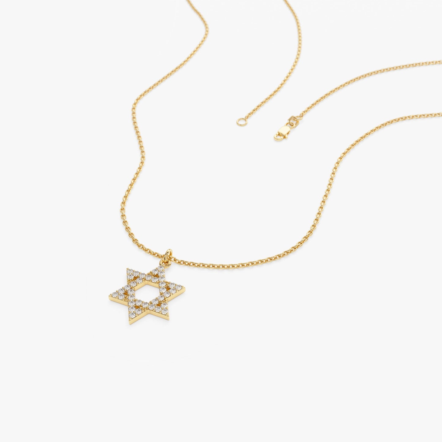 14k Star of David Round Diamond Necklace