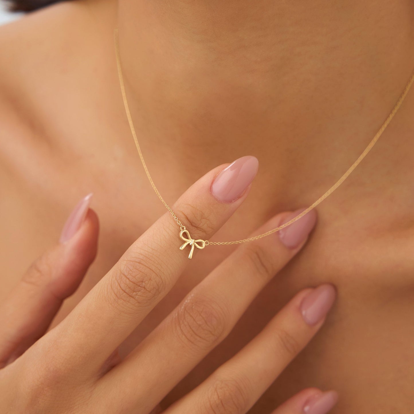14Kt Plain Gold Ribbon Necklace