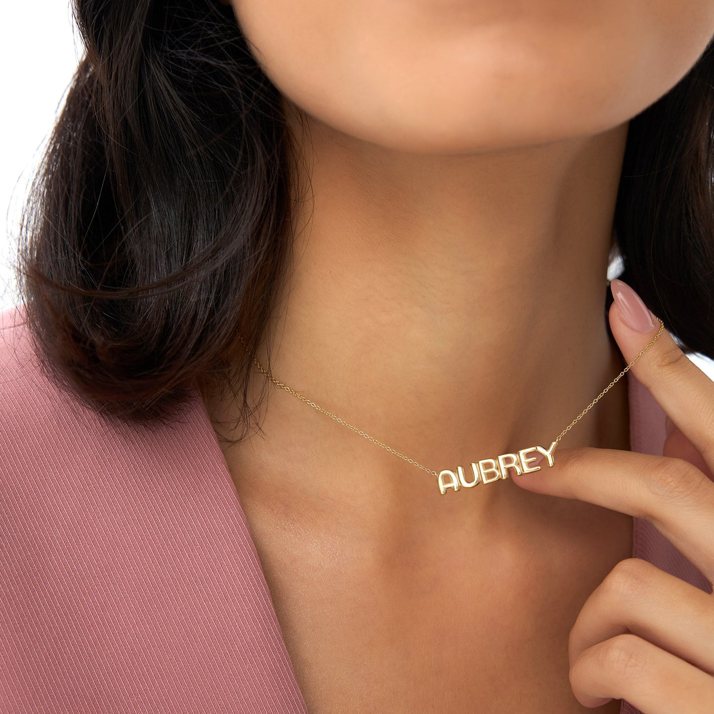 14K Bubble Name Necklace