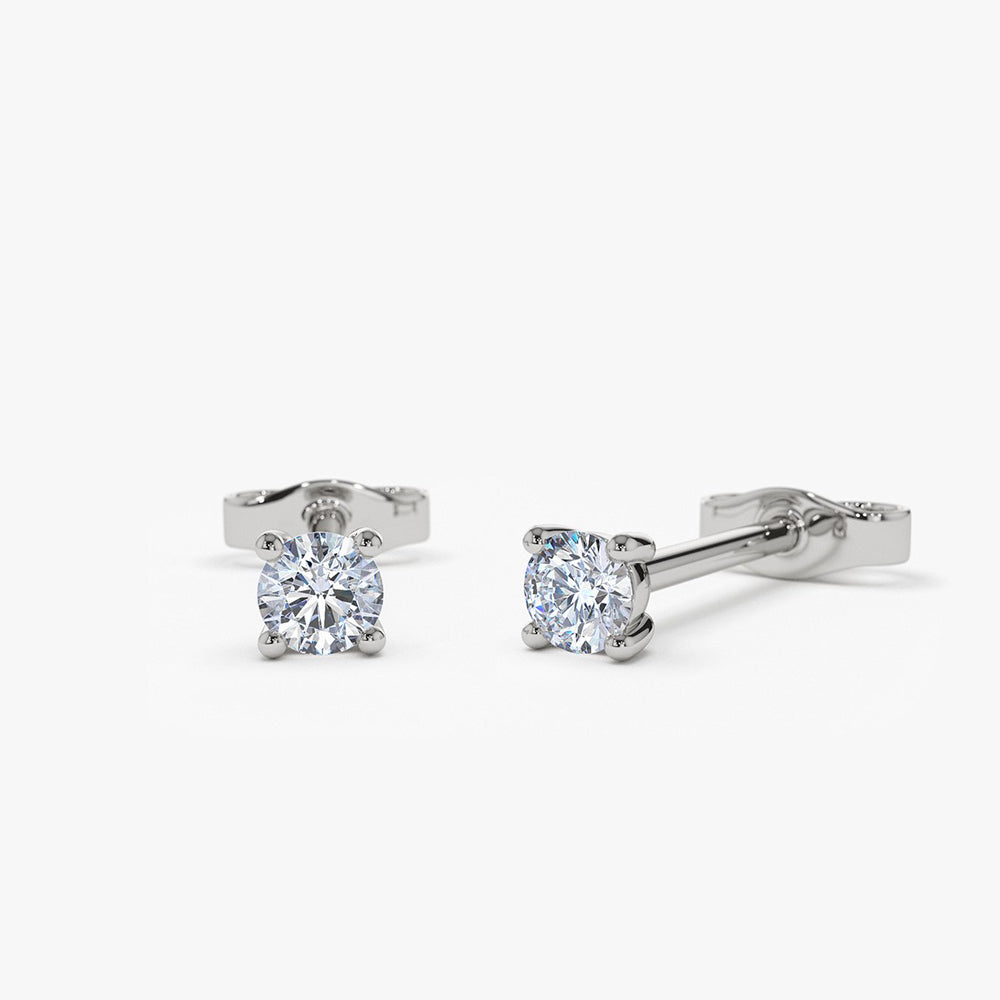 14k Prong Setting Round Diamond Studs - Geum Jewels