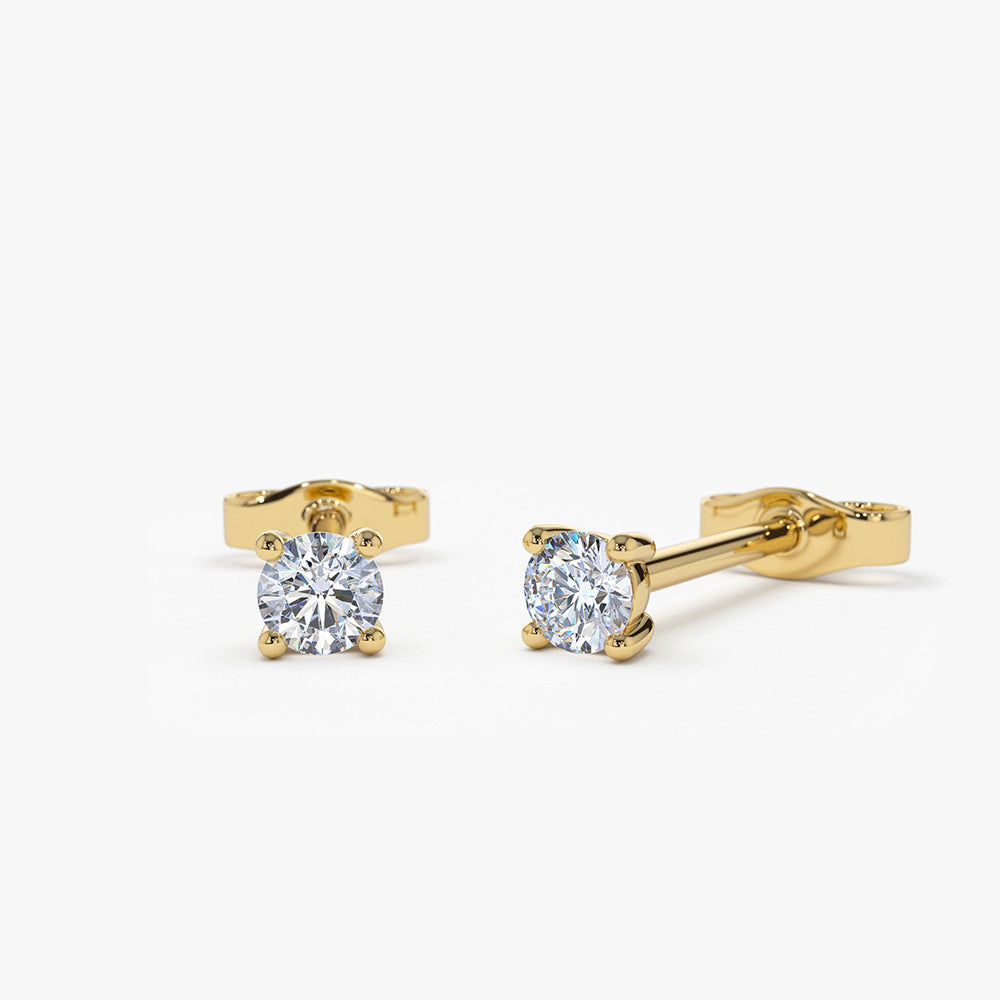 14k Prong Setting Round Diamond Studs - Geum Jewels
