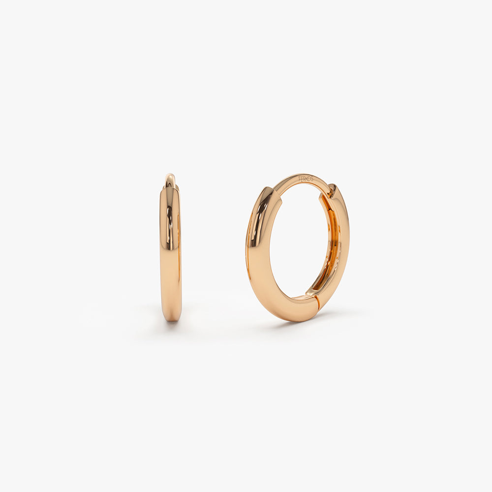 14k Gold Mini Plain Huggies - Geum Jewels