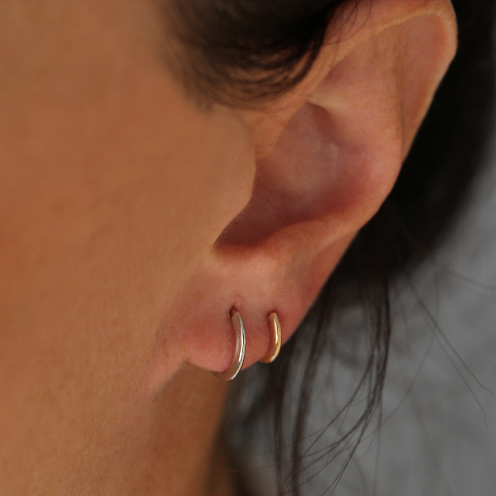 14k Gold Mini Plain Huggies - Geum Jewels