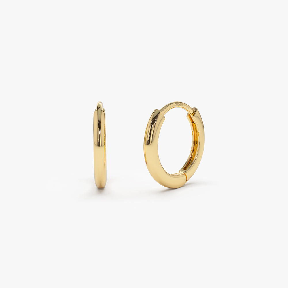 14k Gold Mini Plain Huggies - Geum Jewels
