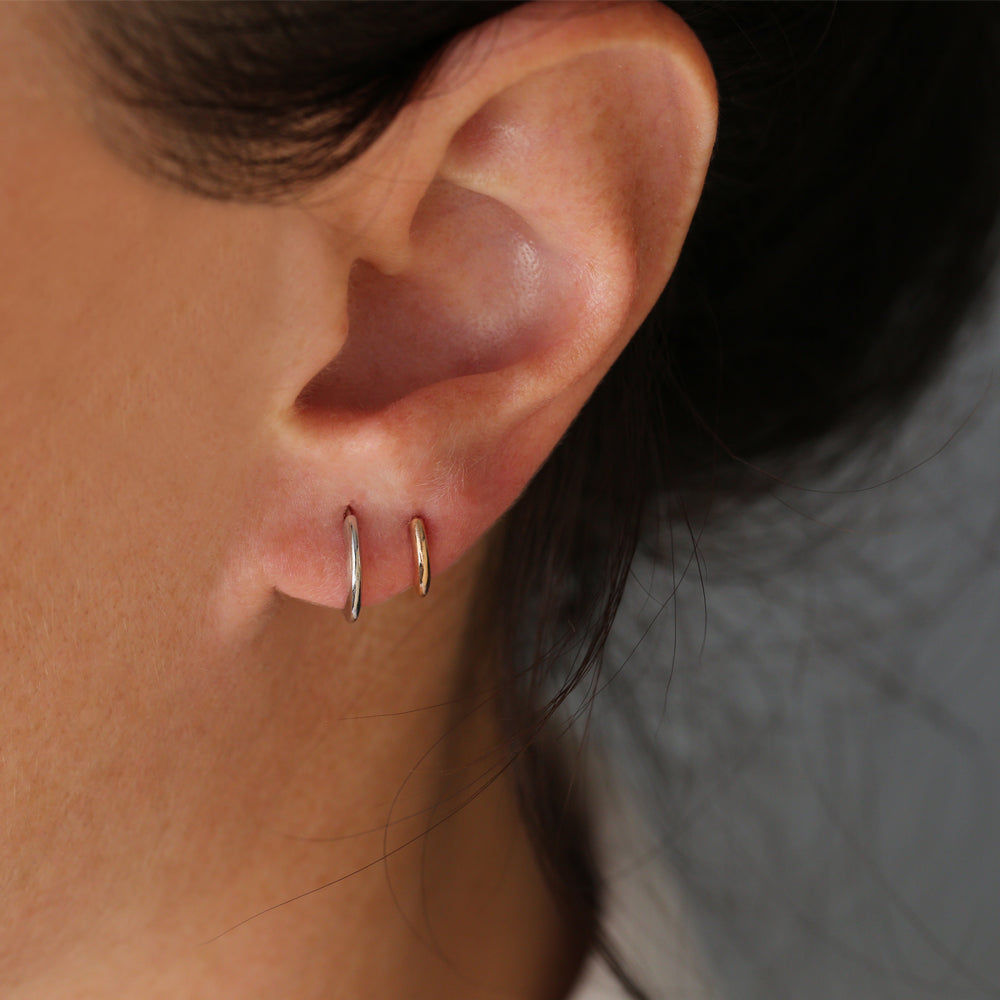 14k Gold Mini Plain Huggies - Geum Jewels