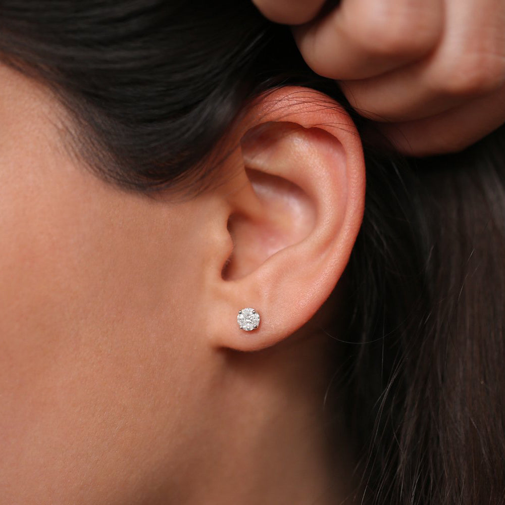 14k 5MM Illusion Setting Diamond Studs - Geum Jewels