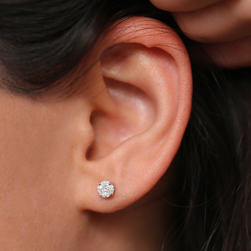 14k 5MM Illusion Setting Diamond Studs - Geum Jewels