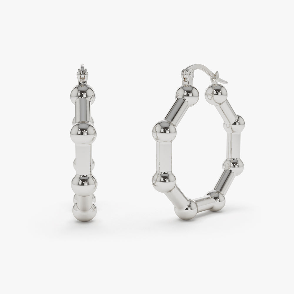14k Beaded Tube Hoop Earrings - Geum Jewels
