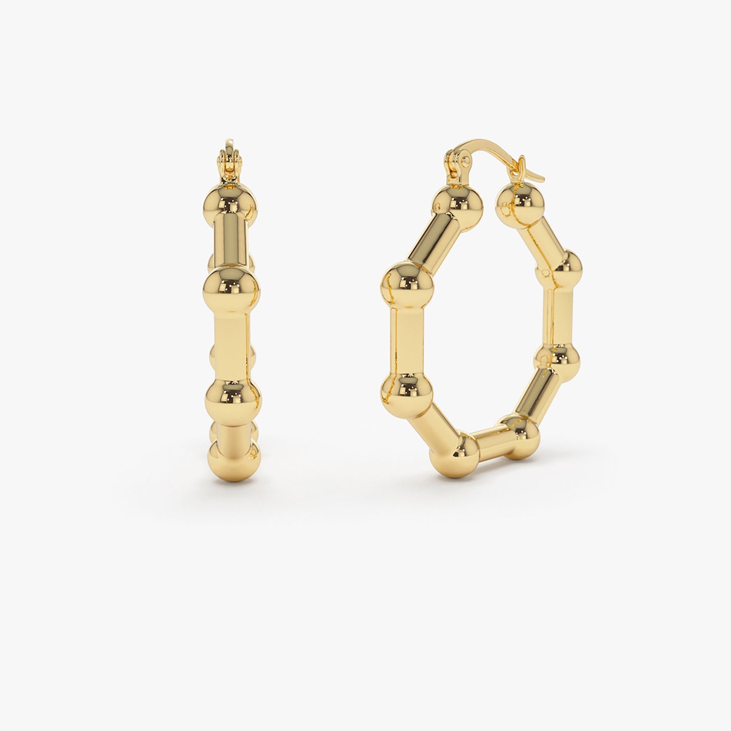 14k Beaded Tube Hoop Earrings - Geum Jewels