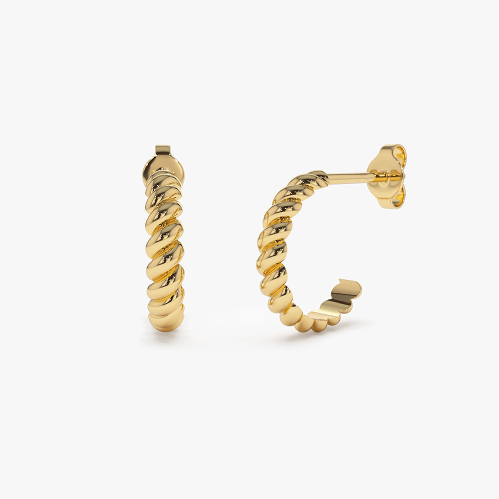 14k Braided 3MM Twist Earrings - Geum Jewels