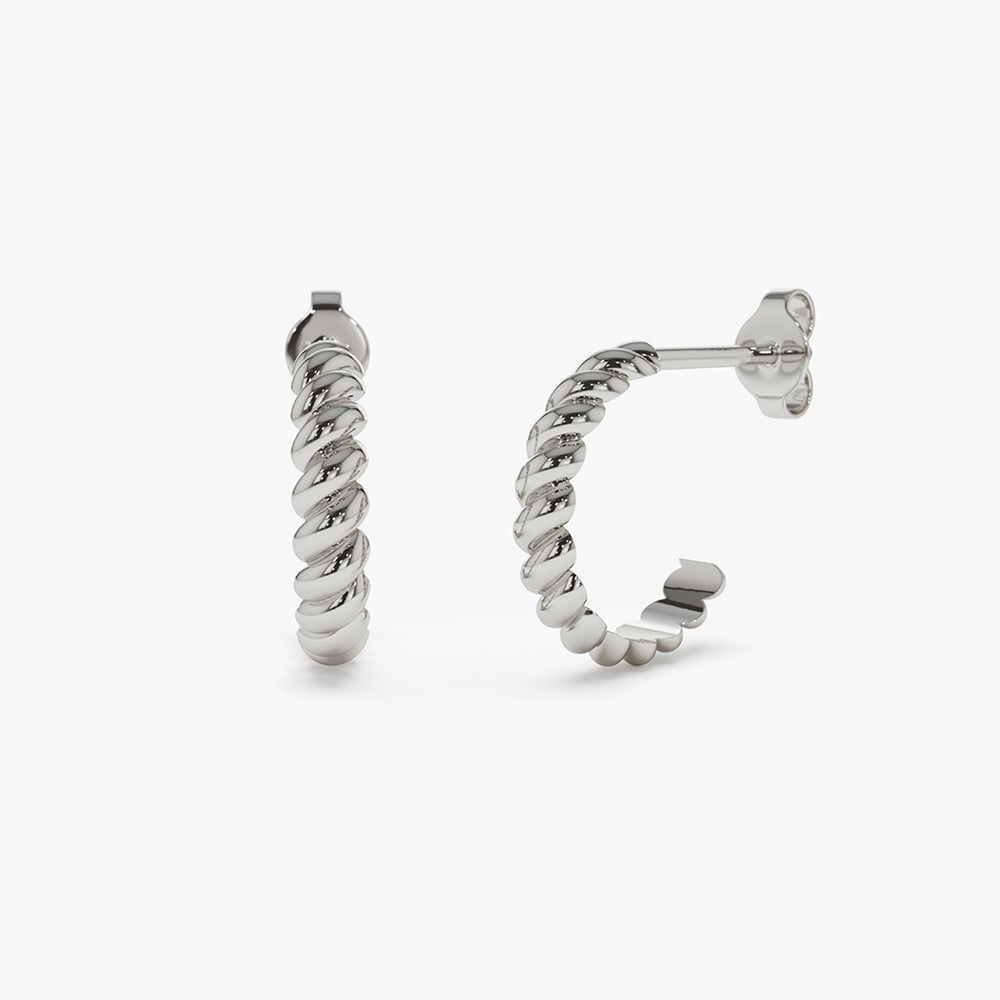 14k Braided 3MM Twist Earrings - Geum Jewels