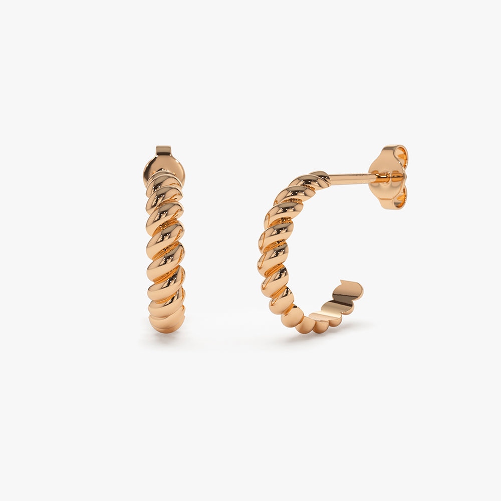14k Braided 3MM Twist Earrings - Geum Jewels
