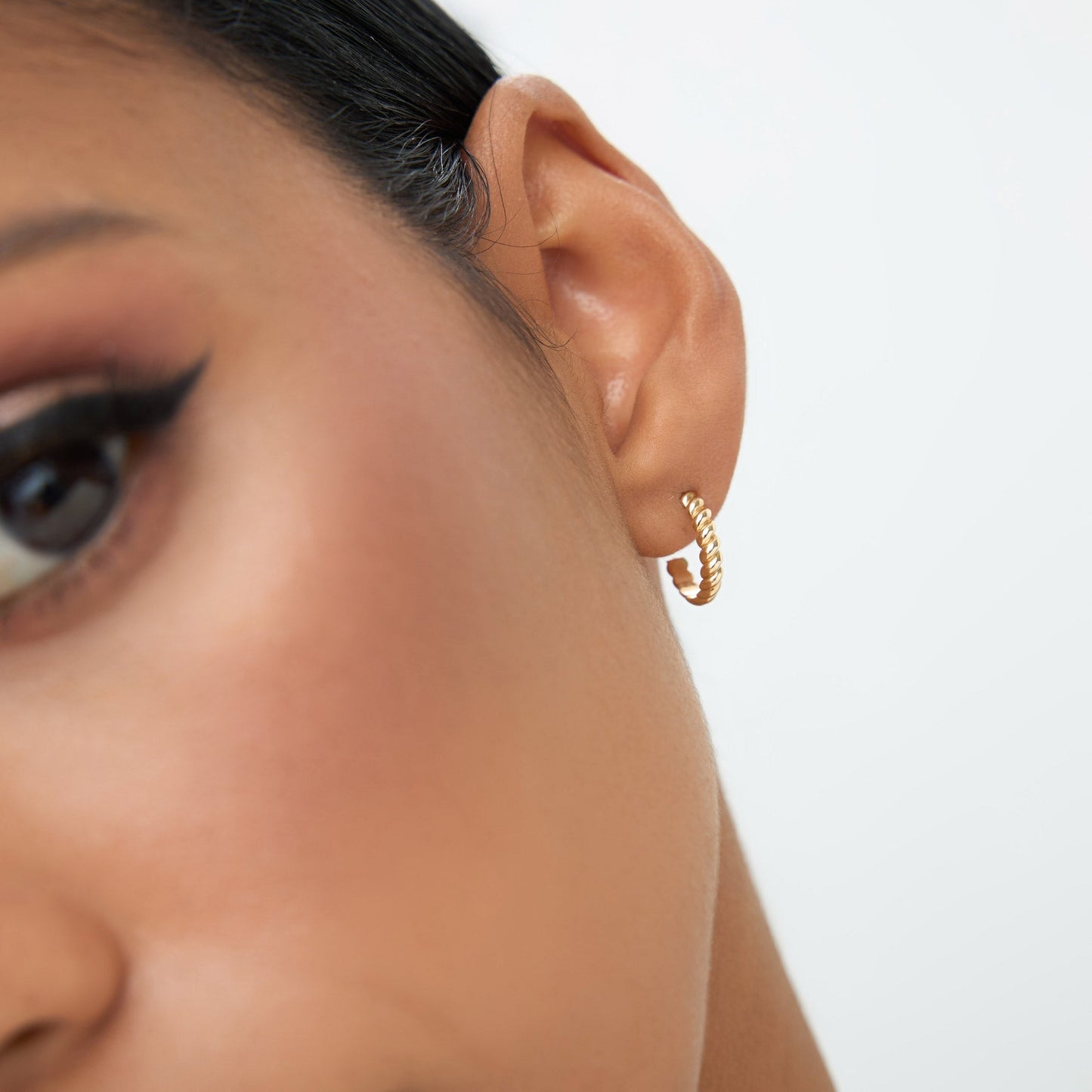 14k Braided 3MM Twist Earrings - Geum Jewels