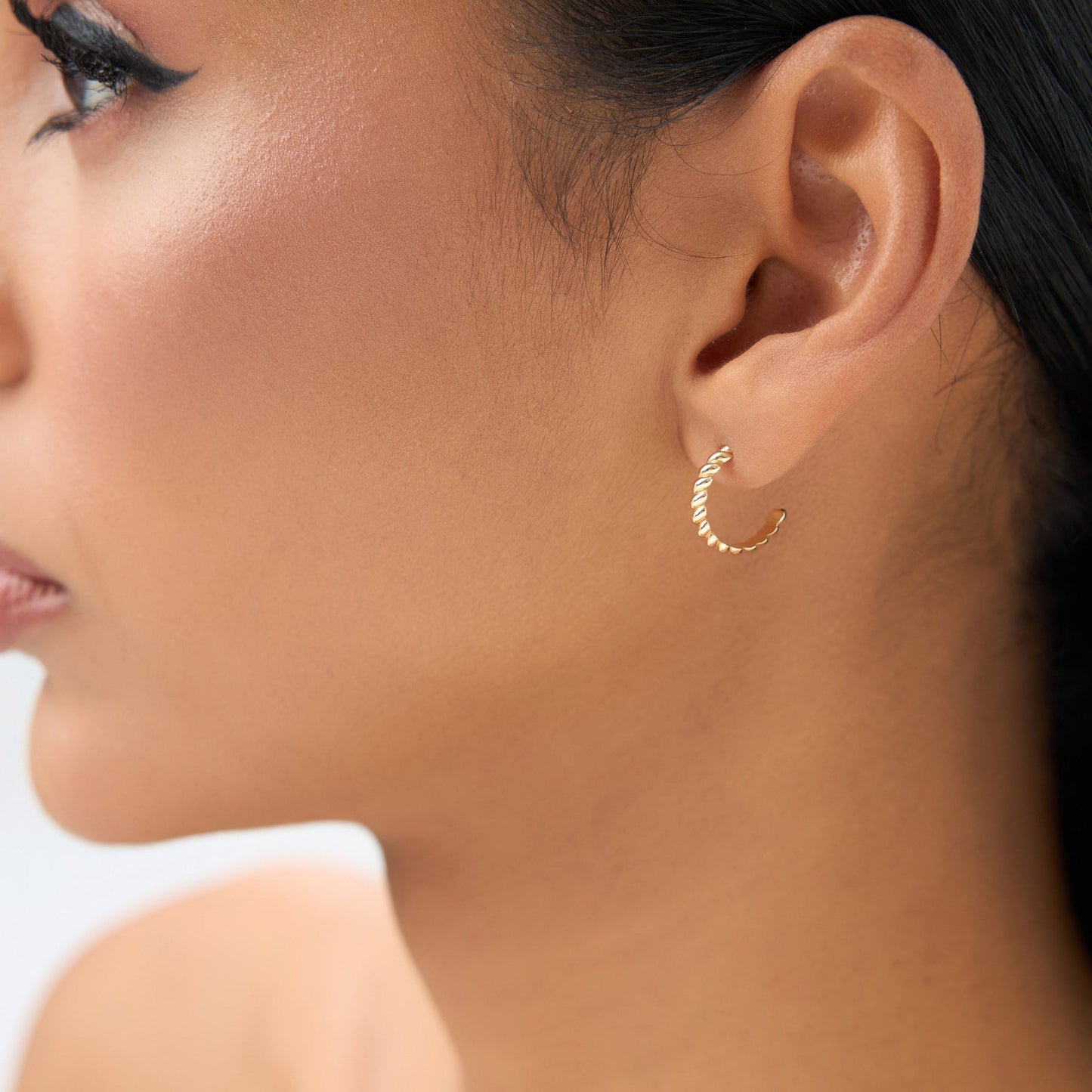14k Braided 3MM Twist Earrings - Geum Jewels