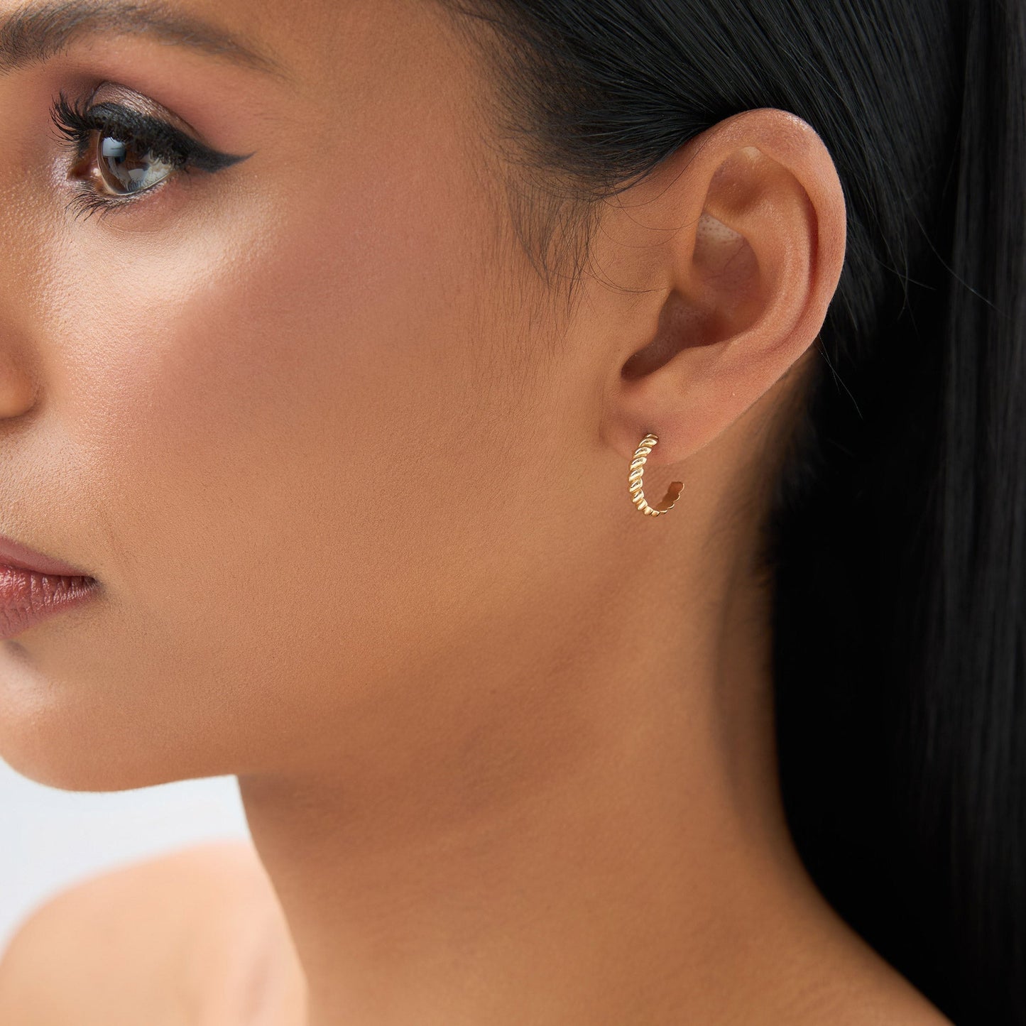 14k Braided 3MM Twist Earrings - Geum Jewels